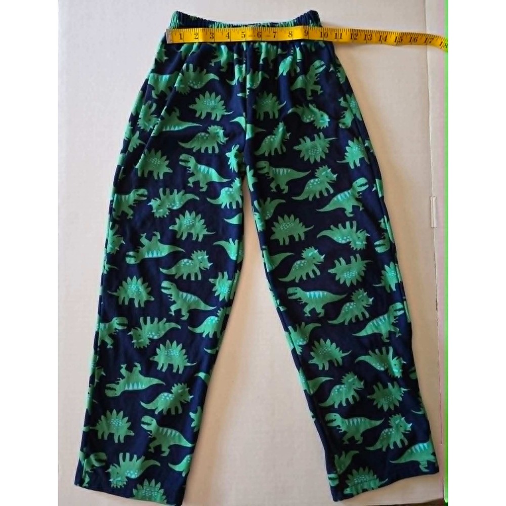 Carters Kids Size 8 Dinosaur Fleece Pajama Pants Navy Blue Green Fall Winter